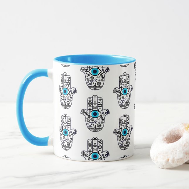 Abdeckung aller Basen Hamsa Hand Tasse (Mit Donut)
