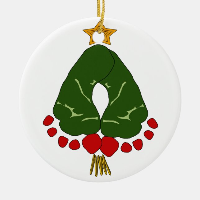 Abdruck-Baum des Babys erster Weihnachts Keramik Ornament (Vorne)