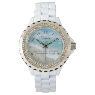 Abdrücke im Sand inspirierend Armbanduhr