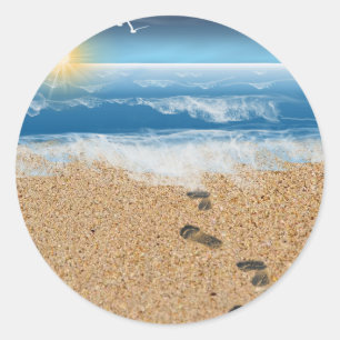 Abdrücke im Sand Runder Aufkleber
