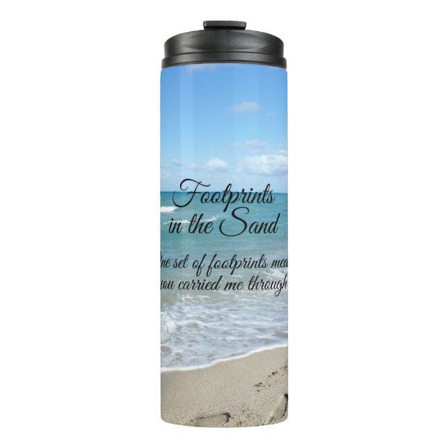 Abdrücke in dem Sand-Inspirational christlichen Thermosbecher (Vorderseite)