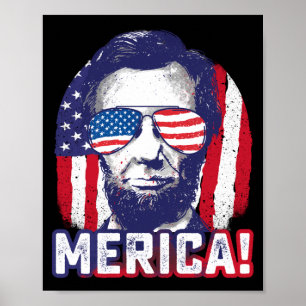 Abe Lincoln Amerika lustig 4. Juli USA patriotisch Poster