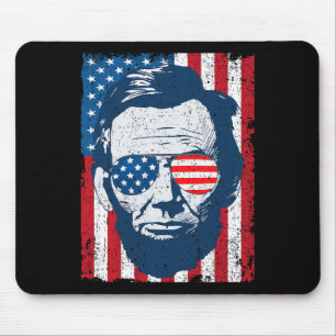 Abe Lincoln Bart Sonnenbrille Und Amerikanische Fl Mousepad