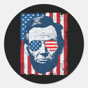 Abe Lincoln Bart-Sonnenbrille Und Amerikanische Fl Runder Aufkleber