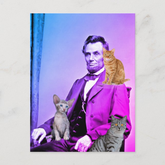 ABE LINCOLN CAT LOVER POSTCARDS POSTKARTE (Vorderseite)
