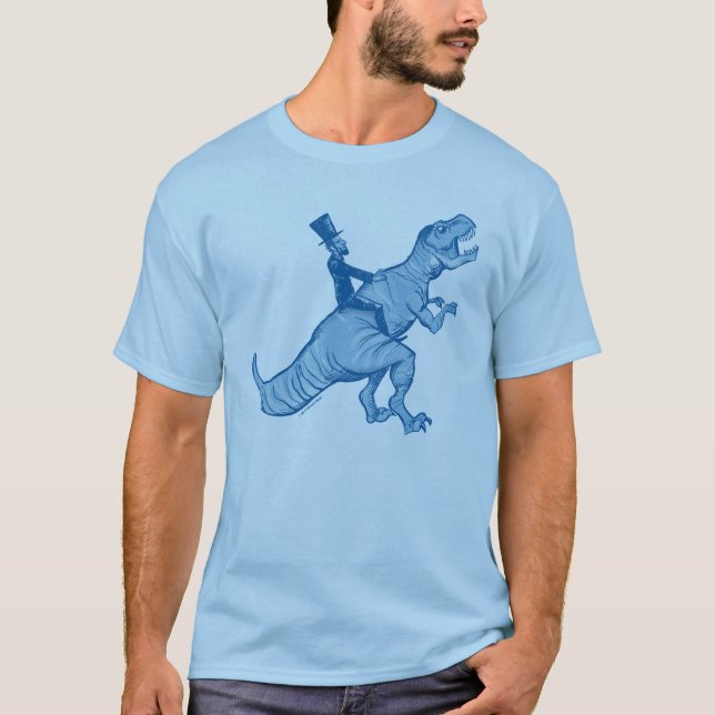 Abe Lincoln, das einen T-Rex T - Shirt reitet (Vorderseite)
