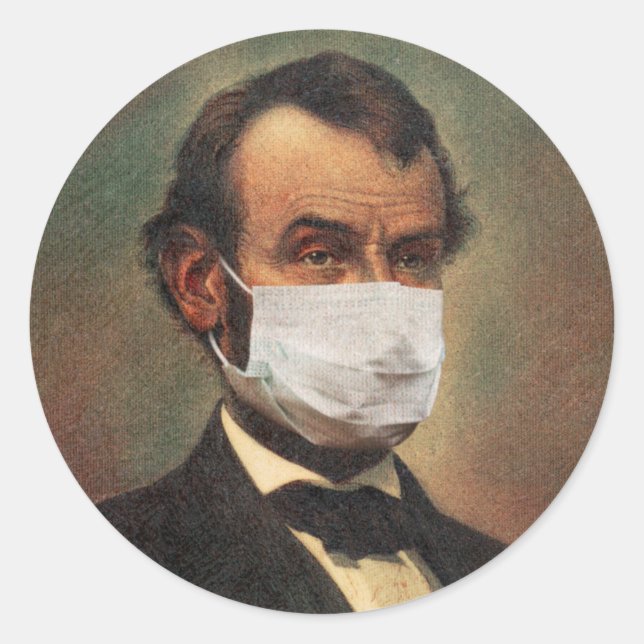 ABE LINCOLN FACE MASK Classic Round Sticker (Vorderseite)
