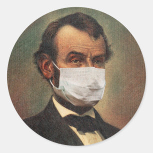 ABE LINCOLN FACE MASK Klassischer Rundaufkleber Runder Aufkleber