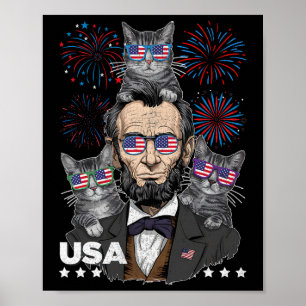 Abe Lincoln Katzenliebhaber Lustig 4. Juli Unabhän Poster
