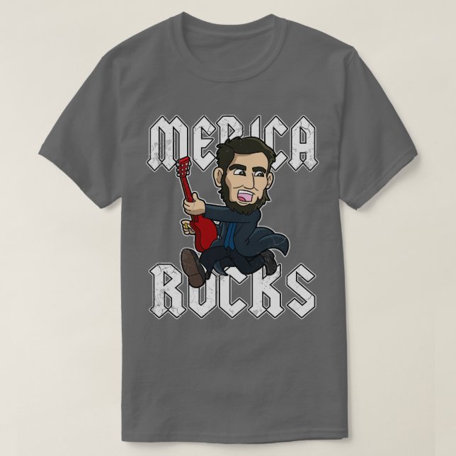 Abe Lincoln Merica Rocks USA Patriotic 4. Juli T-Shirt (Design vorne)