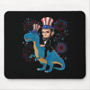 Abe Lincoln Reitet Auf Einem Dinosaurier Lustiger Mousepad