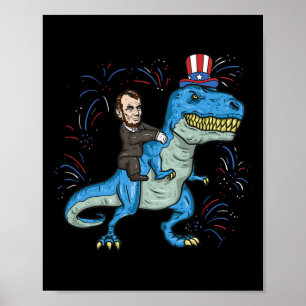 Abe Lincoln Reitet Ein Dinosaurier Shirt T-rex 4. Poster