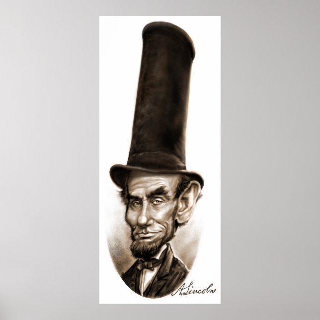 Abe Lincoln Stovepipe Hat Karikatur Poster (Vorne)