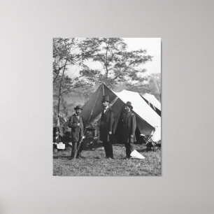 Abe Lincoln und Schlachtfeld Antietam A. Pinkerton Leinwanddruck