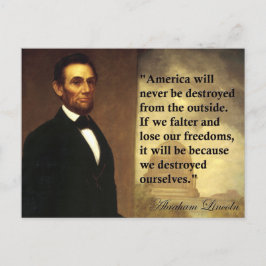 Abe Lincoln Zitat: "Amerika wird nie..." Postkarte