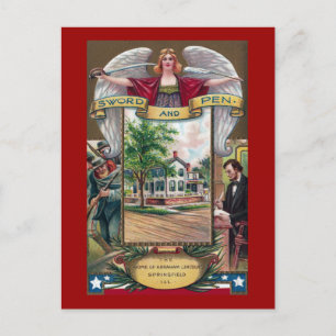 Abe Lincolns Springfielder Wohnhaus Vintage Postkarte