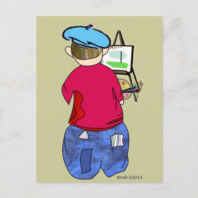 Abe R Doodle - Zee Artiste Postkarte (Vorderseite)