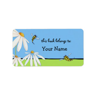 Abee Happy Daisies Bookplate Étiquette