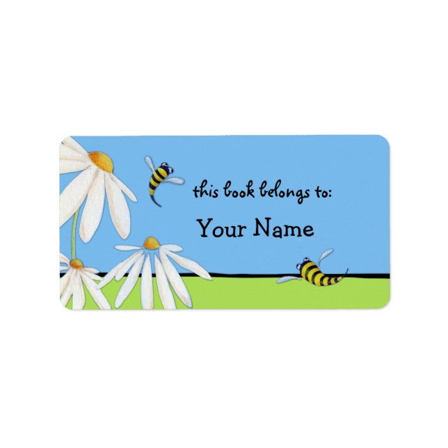 Abee Happy Daisies Bookplate Étiquette (Devant)