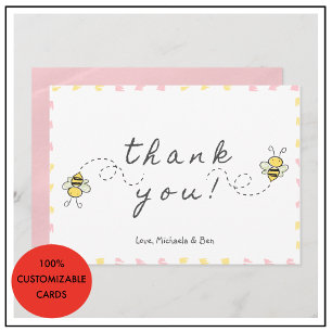 Abee merci cartes, Baby shower mignonne fille ador
