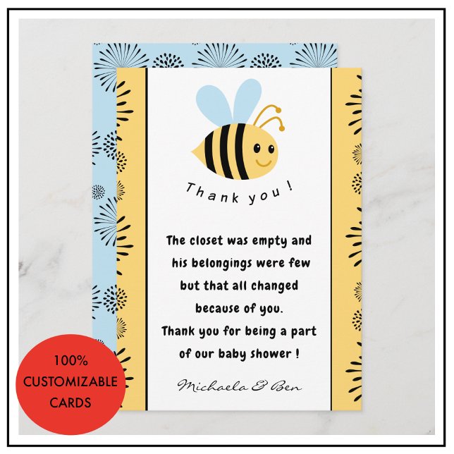 Abee merci cartes Sweet as peut être Baby shower (Bee-thank-you-cards-Sweet-as-can-bee-Baby-shower-2)