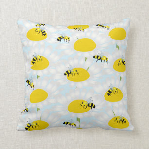 Abee sur Coussin de fleurs - Arrière - plan bleu