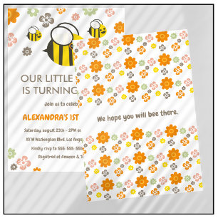 Abeille 1er anniversaire invitations Notre petit m
