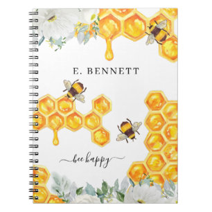 Abeille à miel florale Journal Monogramme