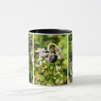 Abeille avec tasse de fleurs.