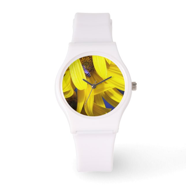 Abeille Bleue Dans Les Montres Des Tournesols Jaun (Recto)