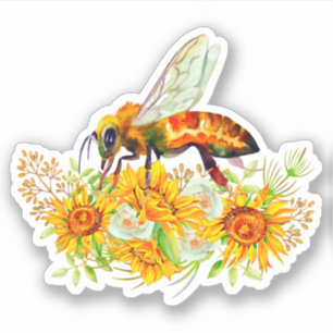 Abeille de miel avec Sticker à fleurs