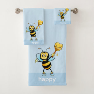 Abeille de miel mignonne en bleu clair