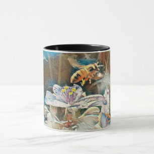 Abeille de miel sur une tasse de Spiderwart