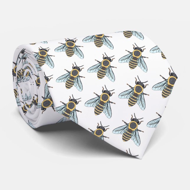 Abeille domestique (blanc) - Cravate (Roulé)