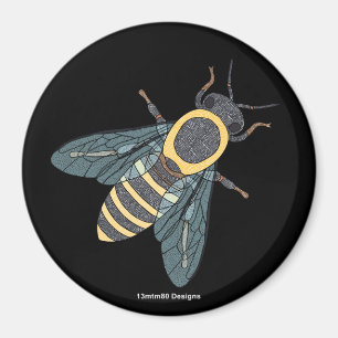Abeille domestique (noire) - Magnet rond