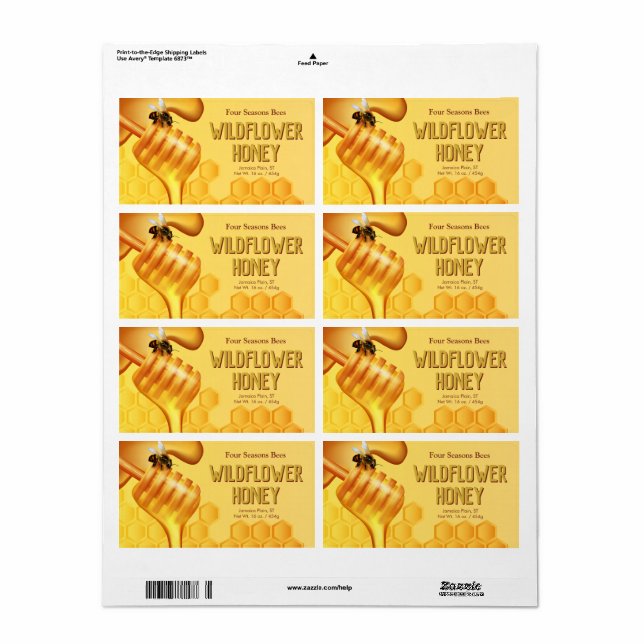 Abeille et miel Dipper Yellow Gold Étiquettes (Feuille entière)