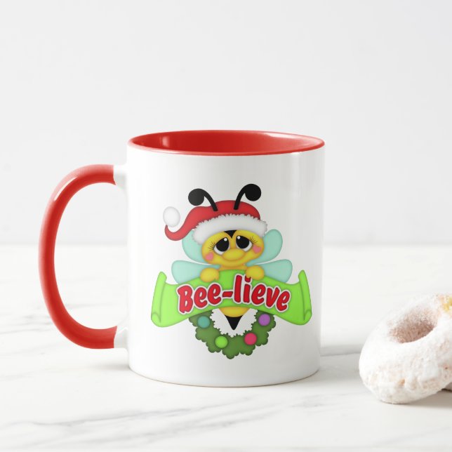 Abeille et tasse mignonnes de Père Noël Beelieve (Avec donut)
