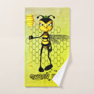 Abeille jaune et noire avec nid d'abeille