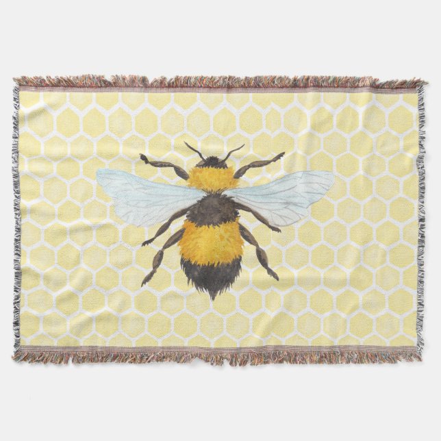 Abeille jaune et peigne à miel Jeter la couverture (Devant)