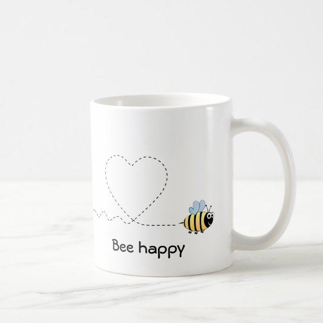 Abeille positive heureuse dans la tasse de bande (Droite)