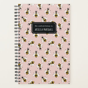 Abeille rose douce Motif Nom personnalisé Planific