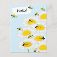 Abeille sur carte postale Fleur - Arrière-plan ble