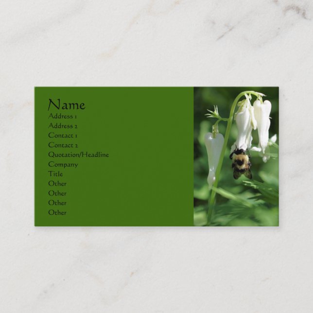 Abeille sur le Carte de visite de fleurs de la col (Devant)