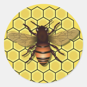 Abeille sur les stickers nid d'abeille