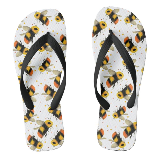 Abeilles aquarelles et tongs Pois (Semelle)