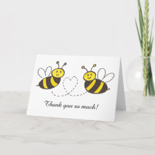 Abeilles de miel avec coeur Merci notes