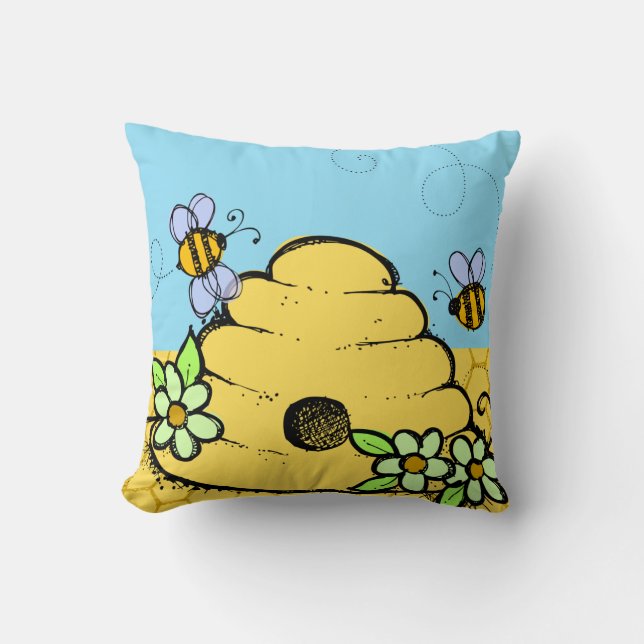 Abeilles et coussin customisés de ruche d'abeille (Recto)