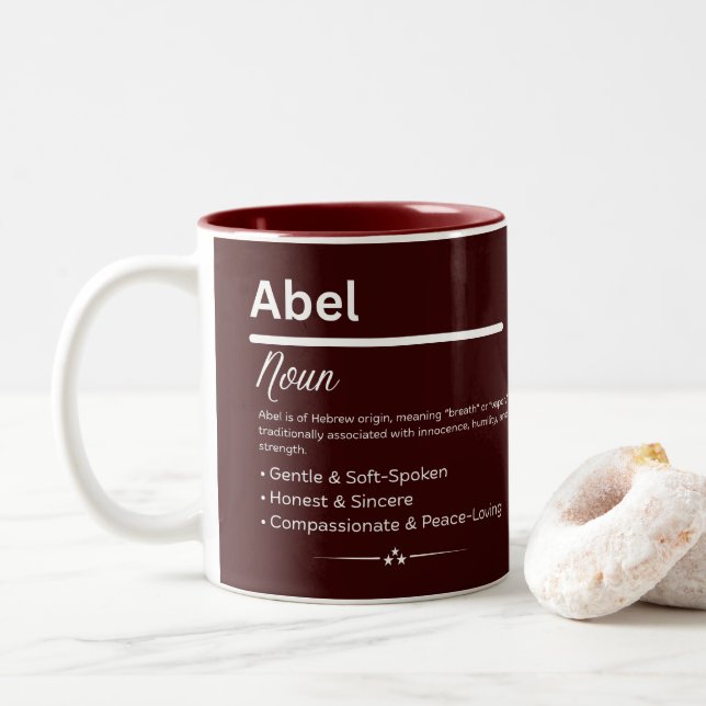 Abel Personalized Name Zweifarbige Tasse (Mit Donut)