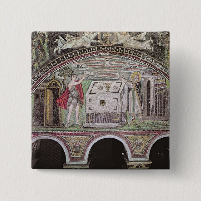 Abel und Melchisedech, die am Altar anbieten Button (Vorderseite)