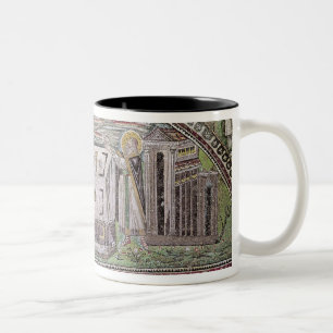 Abel und Melchisedech, die am Altar anbieten Zweifarbige Tasse